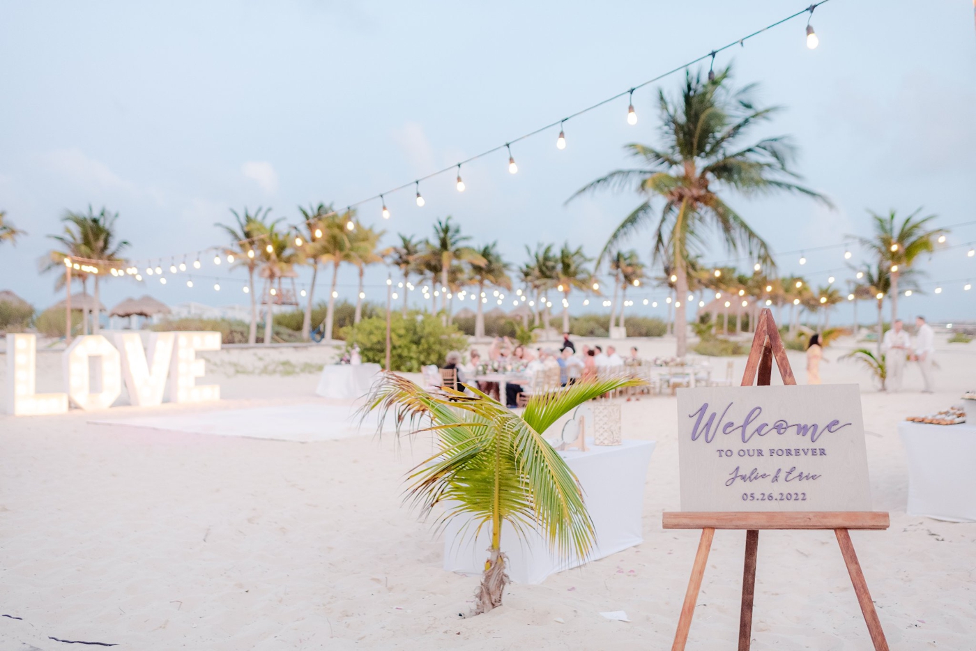 Beach wedding reception in Mexico, planned by Bridie Travel