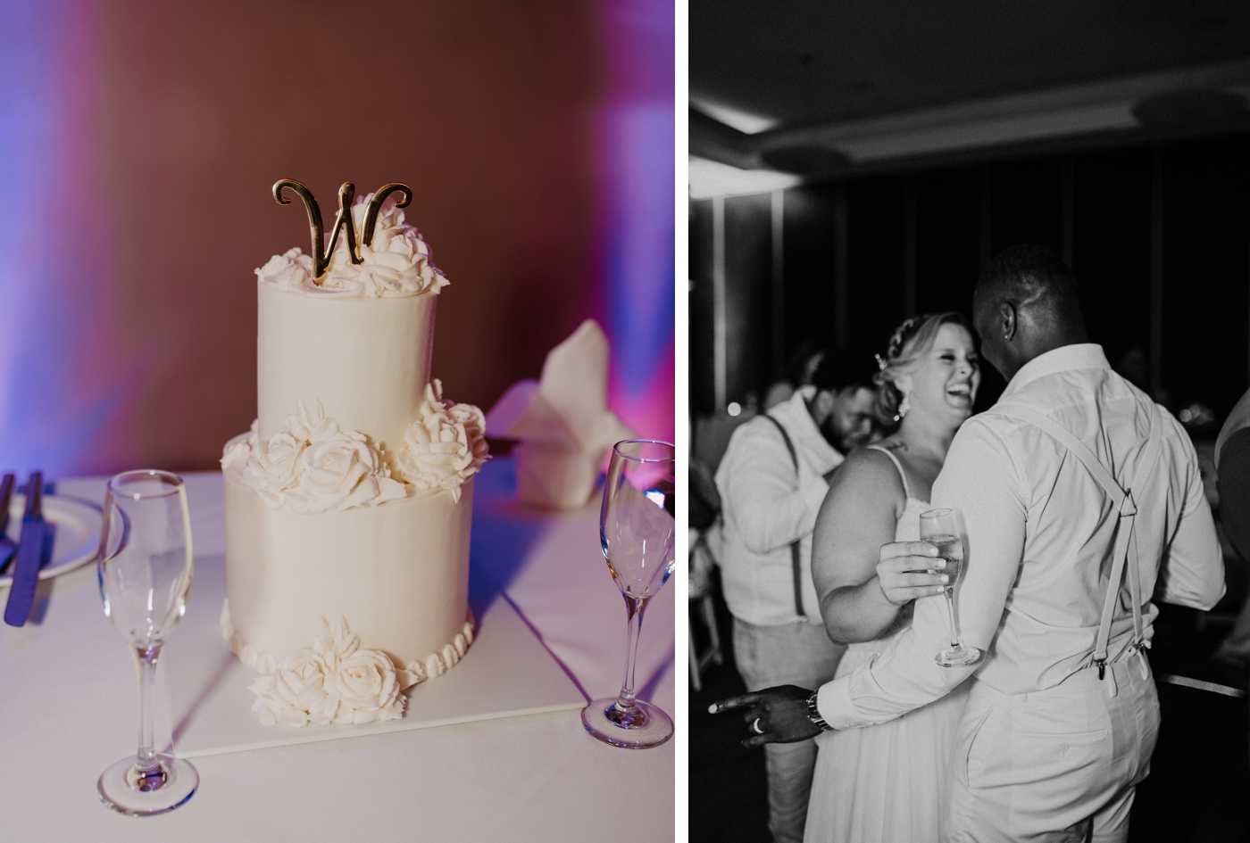 Cake cutting at a destination wedding in Jamaica