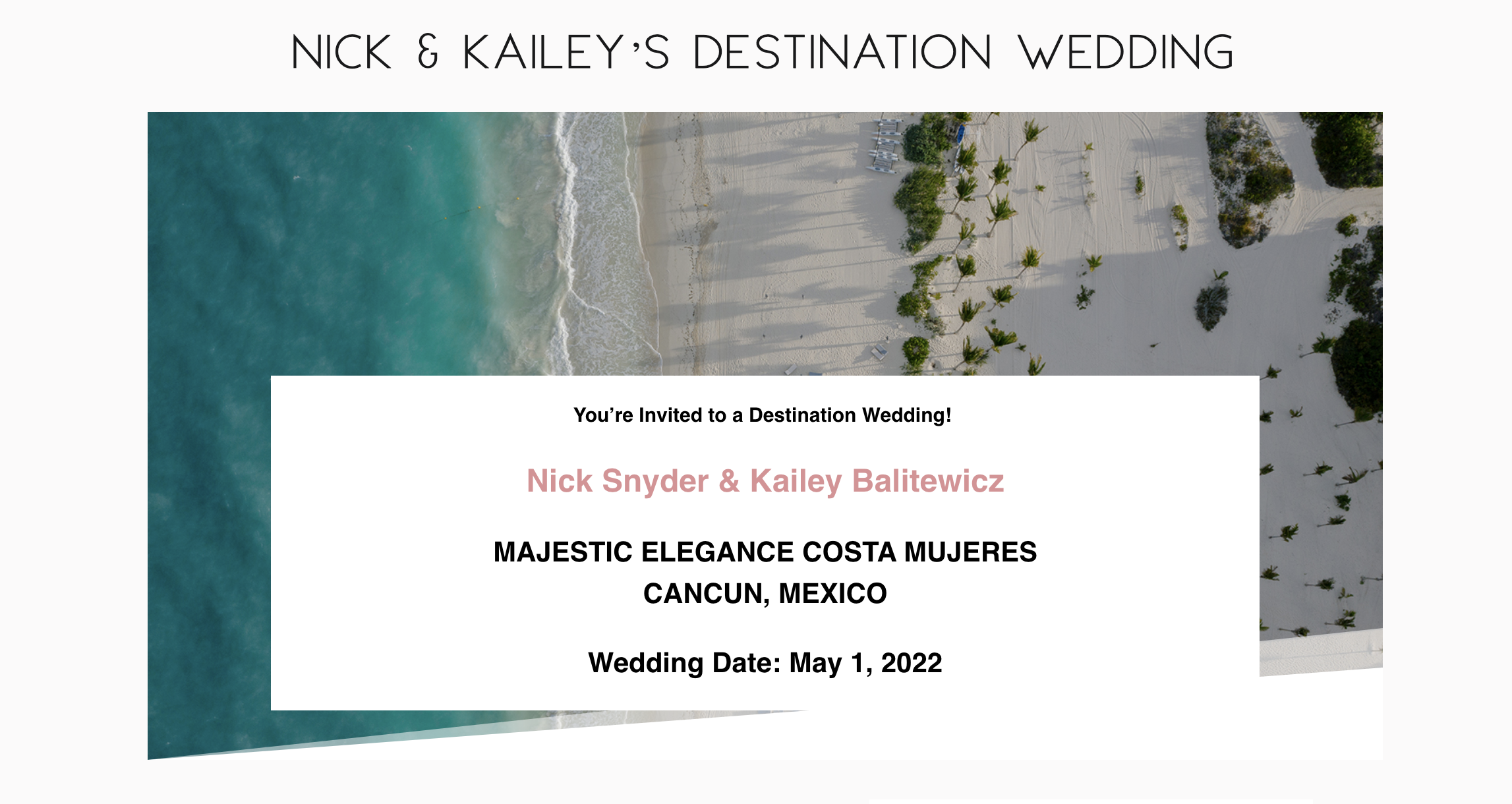 Destination wedding website examples