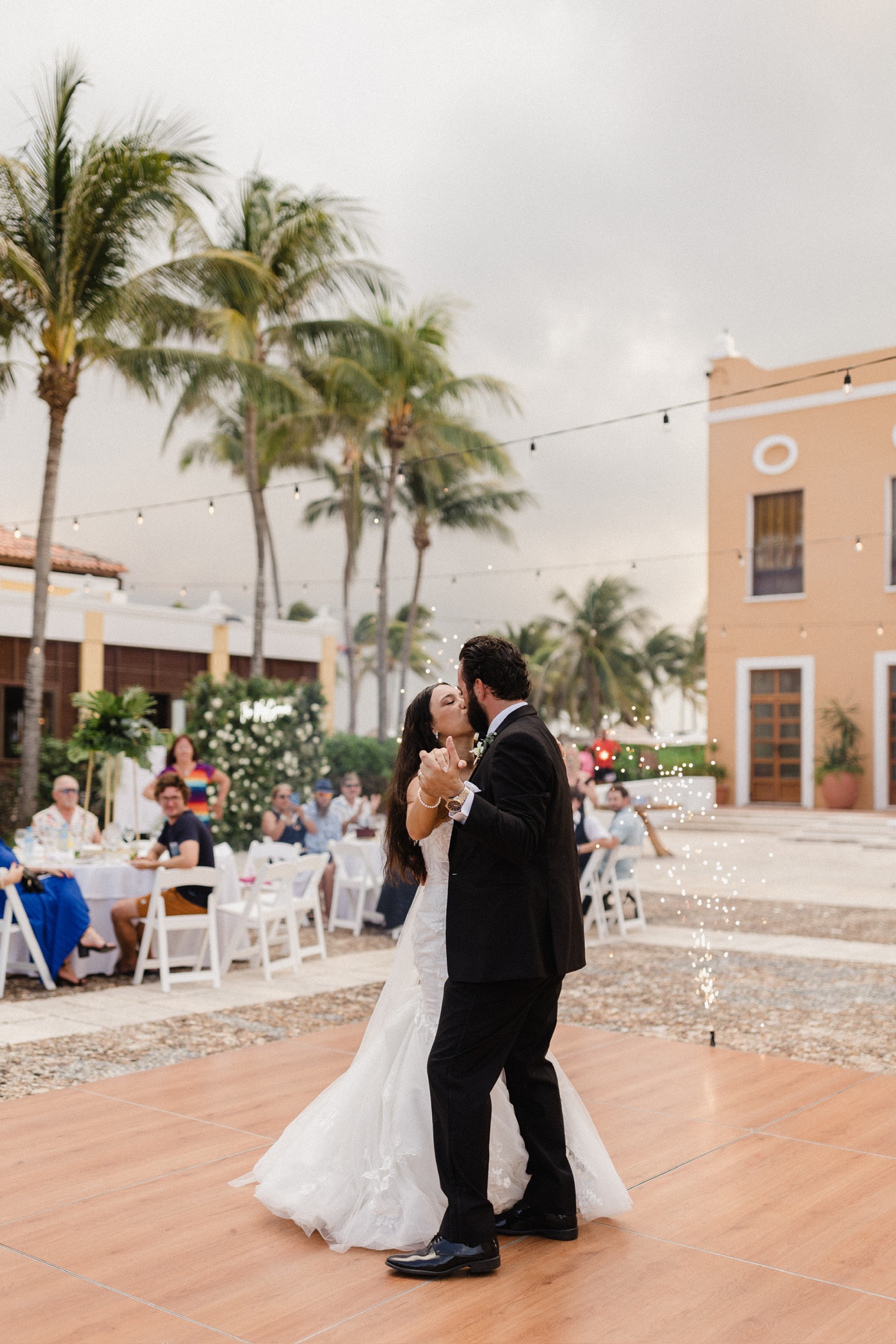 Wedding reception in the Mexican Plaza at Dreams Tulum