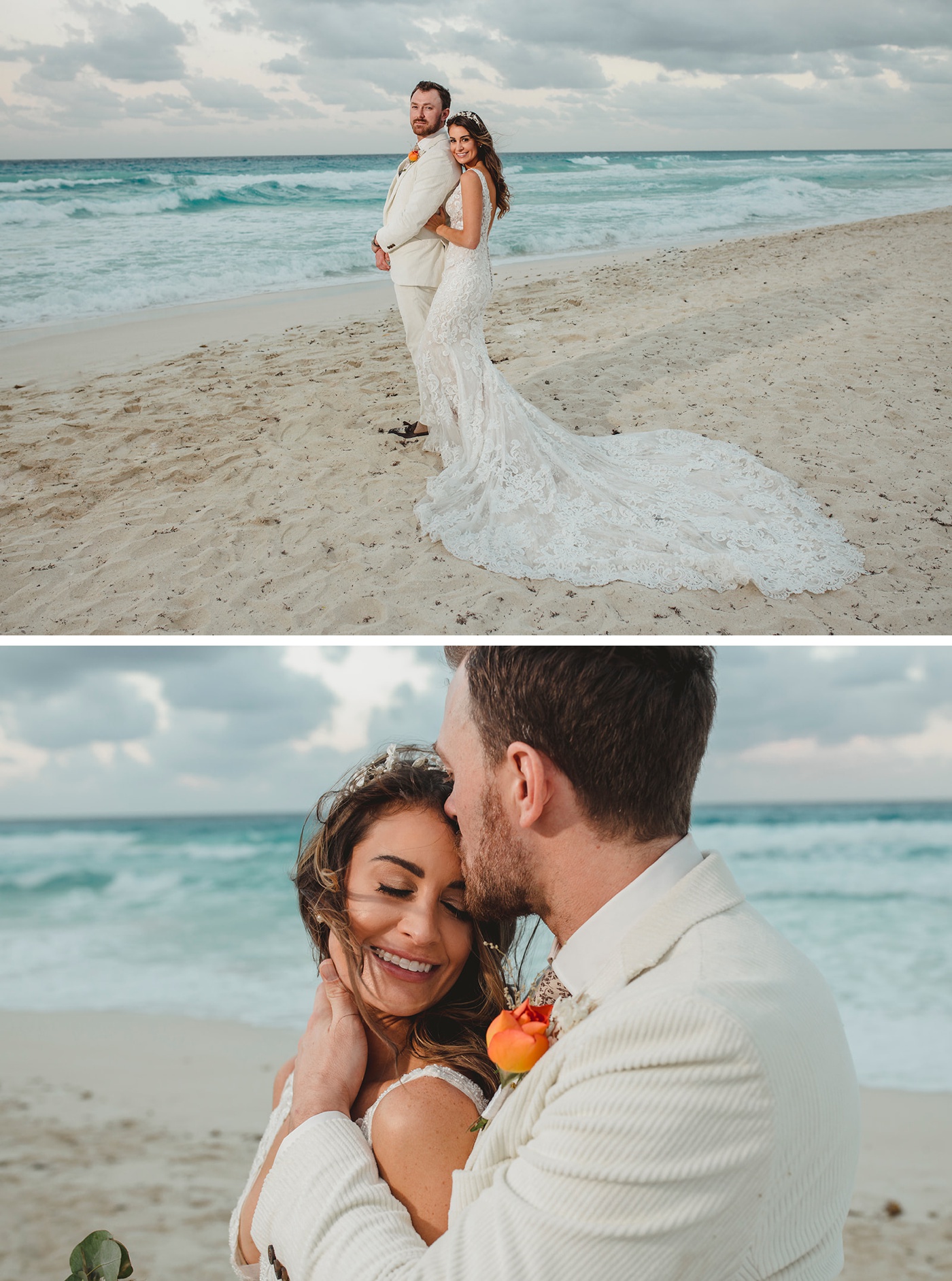 Bridal portraits on the beach at Live Aqua Cancún