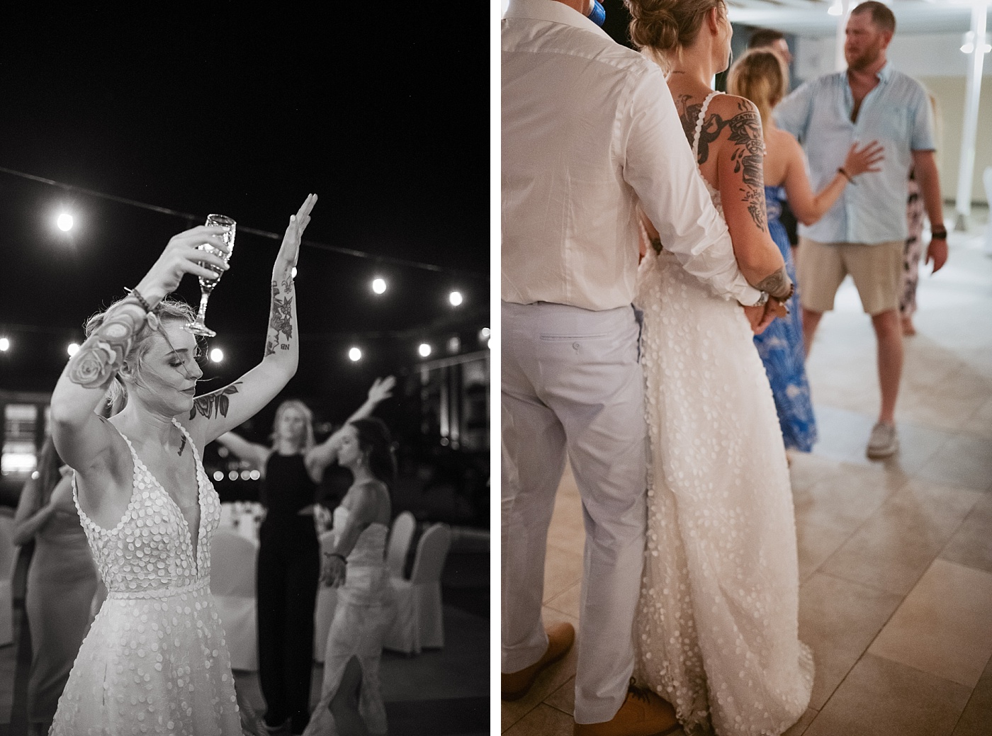 The bride dances with her guests at a Cancun Mexico wedding venue