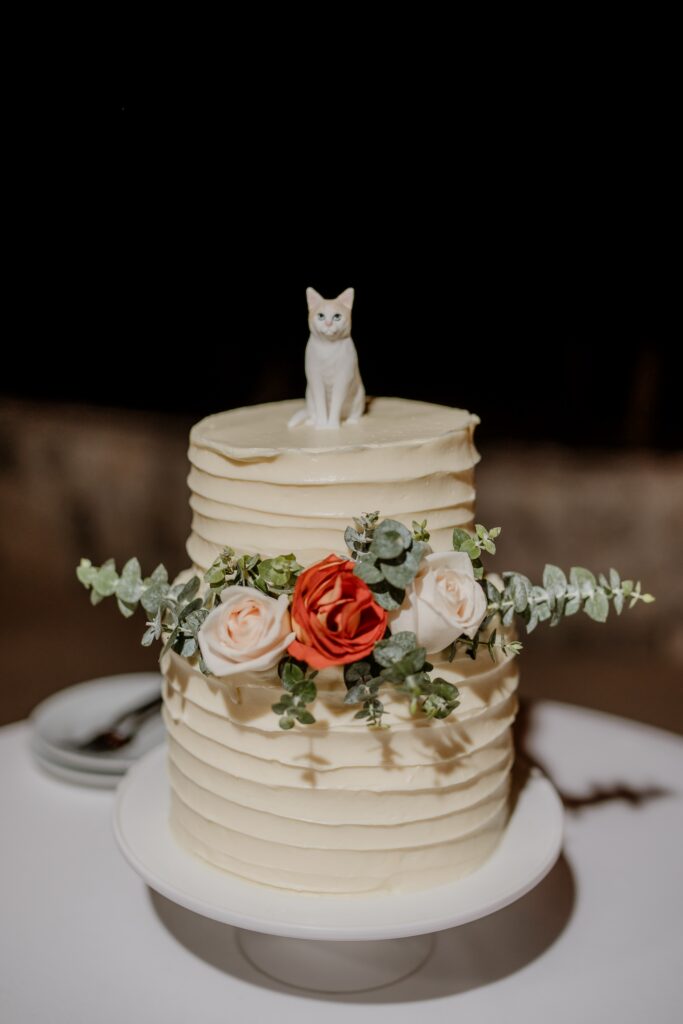 Grand Fiesta Americana Los Cabos wedding cake with cat cake topper