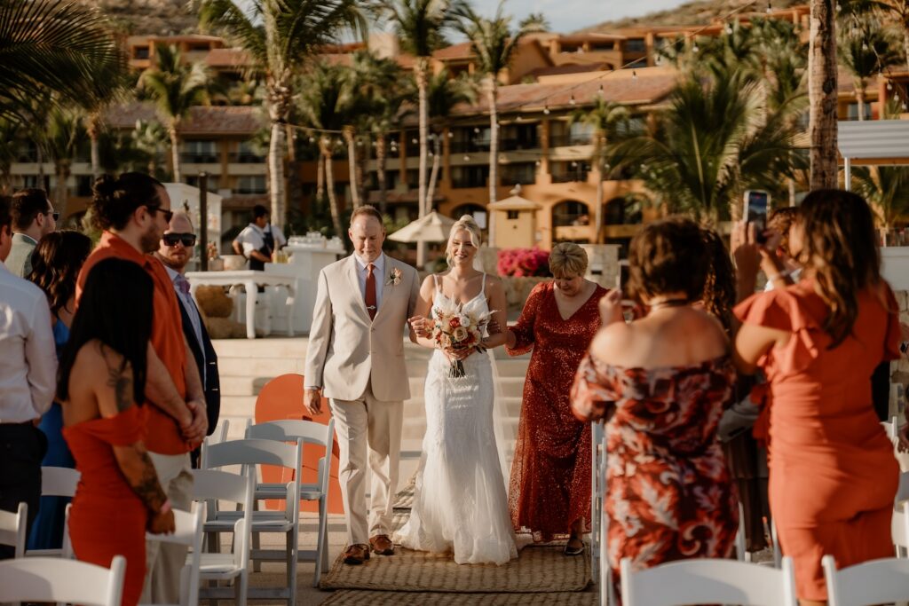 Grand Fiesta Americana Los Cabos bride walking down aisle