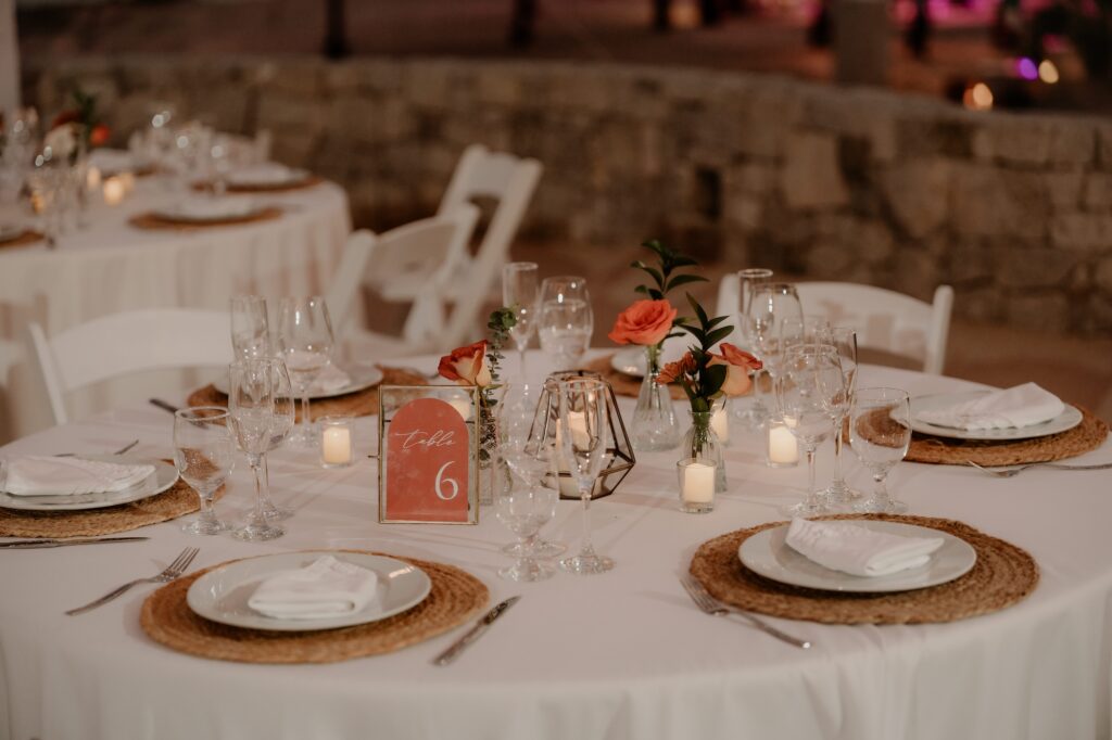 Grand Fiesta Americana Los Cabos wedding reception tablescape