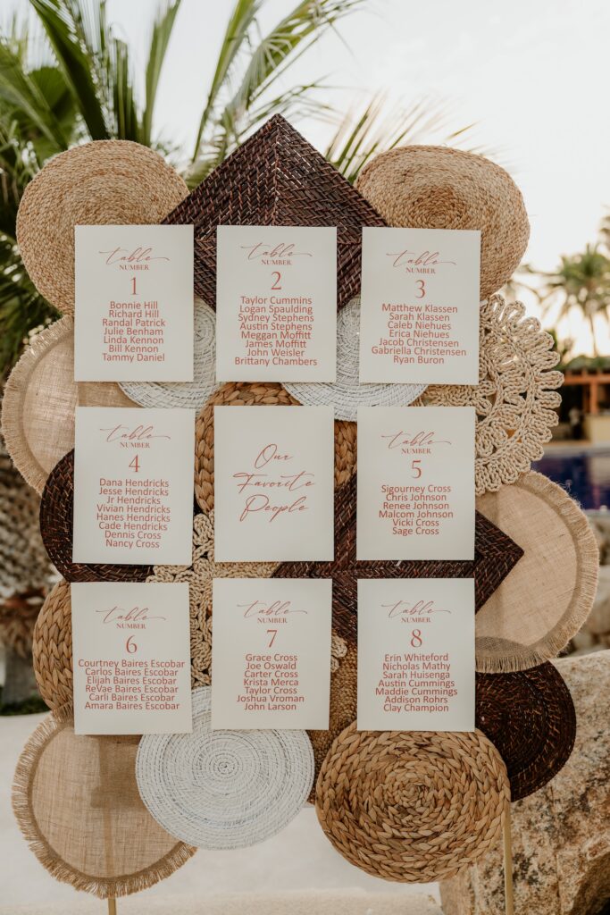Grand Fiesta Americana Los Cabos wedding guest table seating guide
