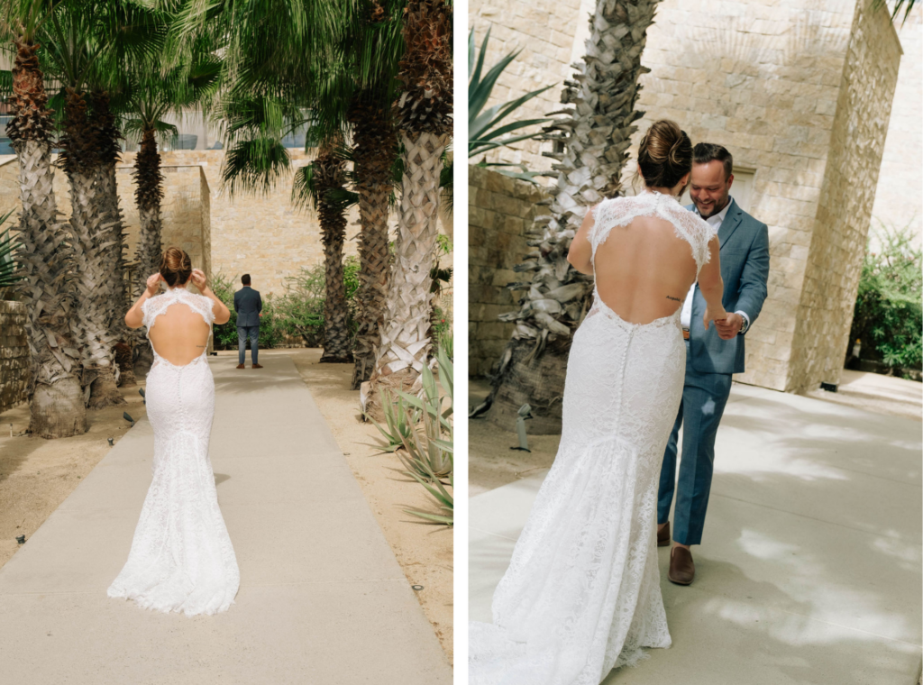 Hard Rock Los Cabos wedding couple first look