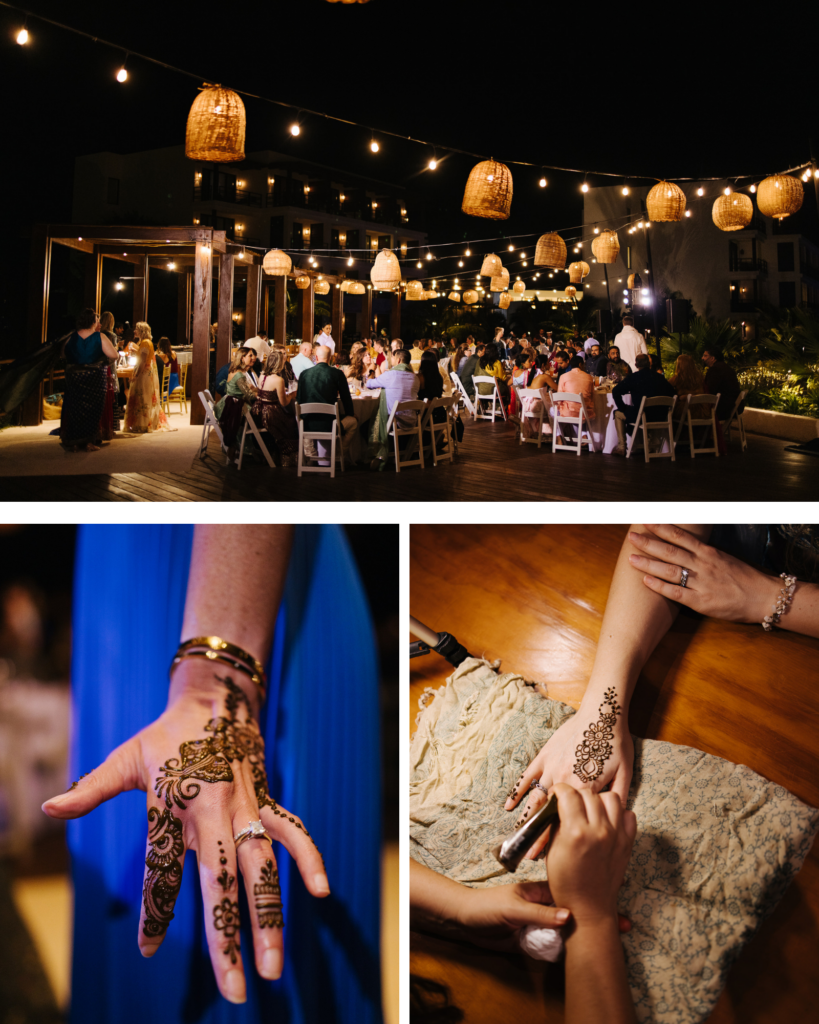 Secrets Playa Blanca South asian wedding sangeet at Portofino Rooftop