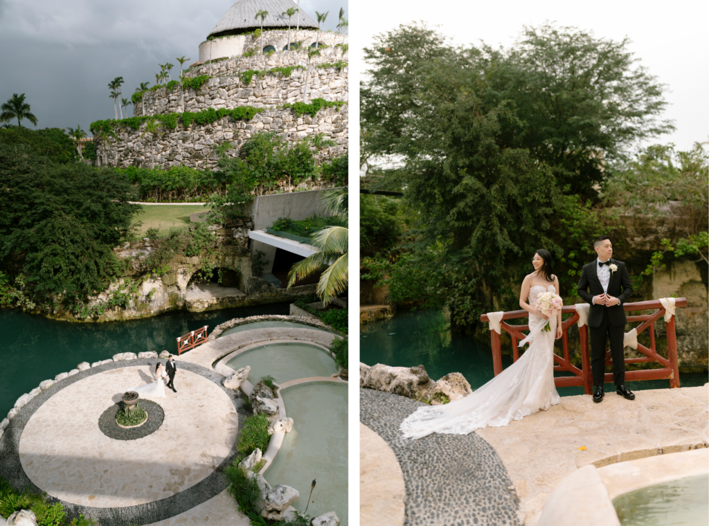 Hotel Xcaret Mexico wedding couple jungle