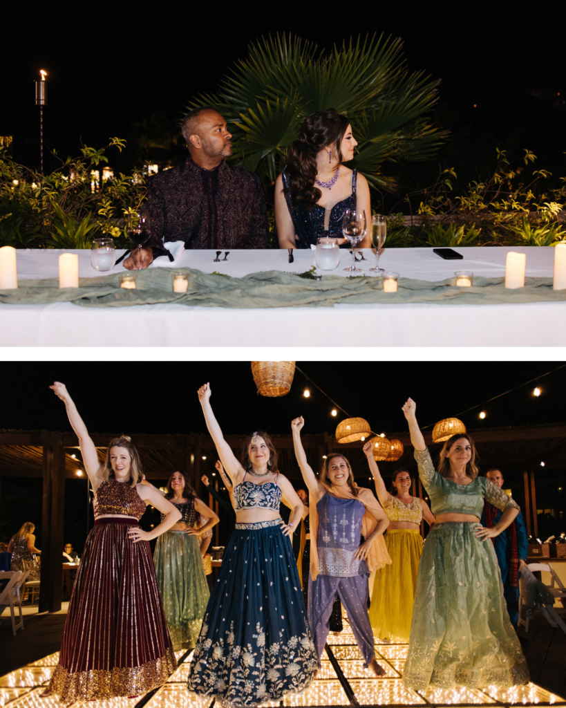 Secrets Playa Blanca South Asian wedding Sangeet Portofino Rooftop