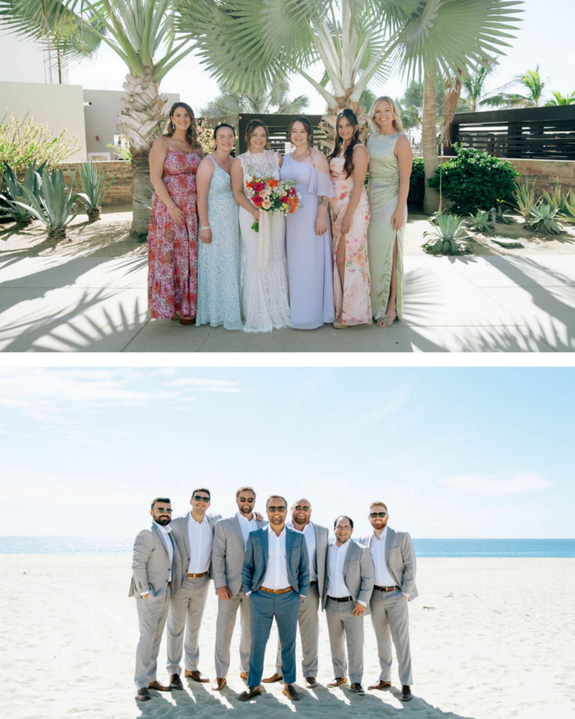 Hard Rock Los Cabos wedding party with bride and groom