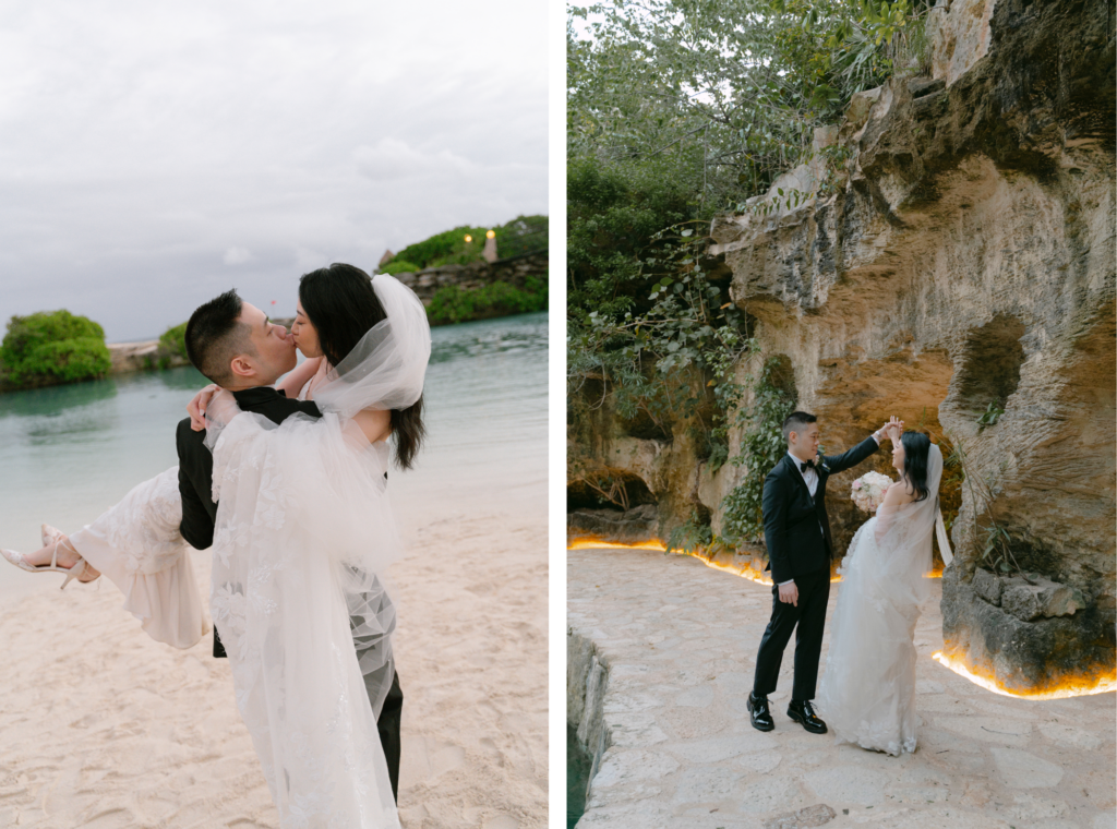 Hotel Xcaret Mexico wedding couple photos