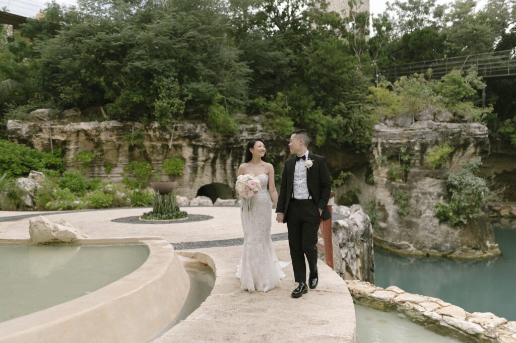 Hotel Xcaret Mexico wedding couple jungle