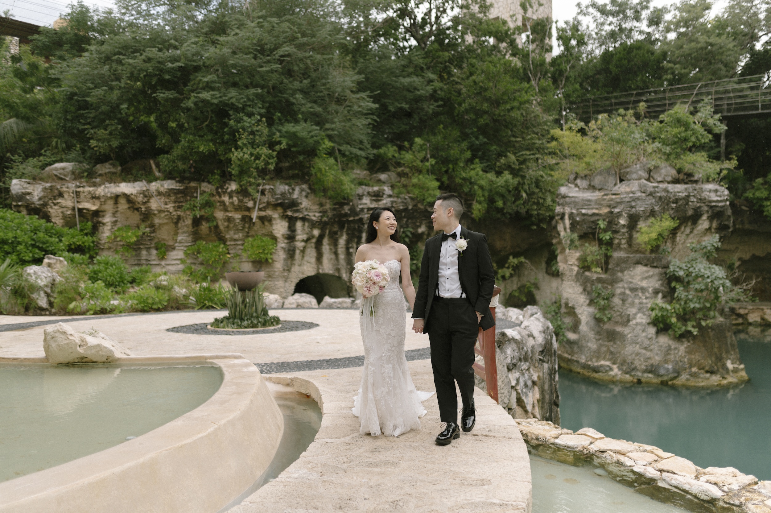Hotel Xcaret Mexico wedding couple jungle