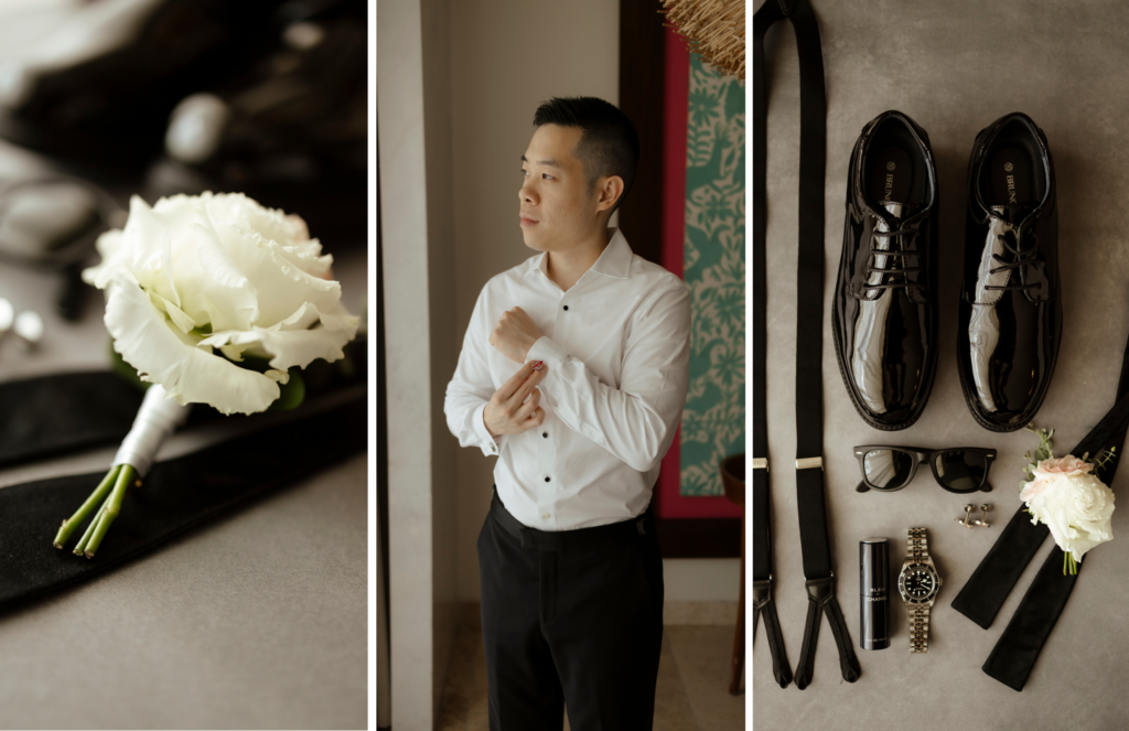 Hotel Xcaret Mexico wedding groom getting ready