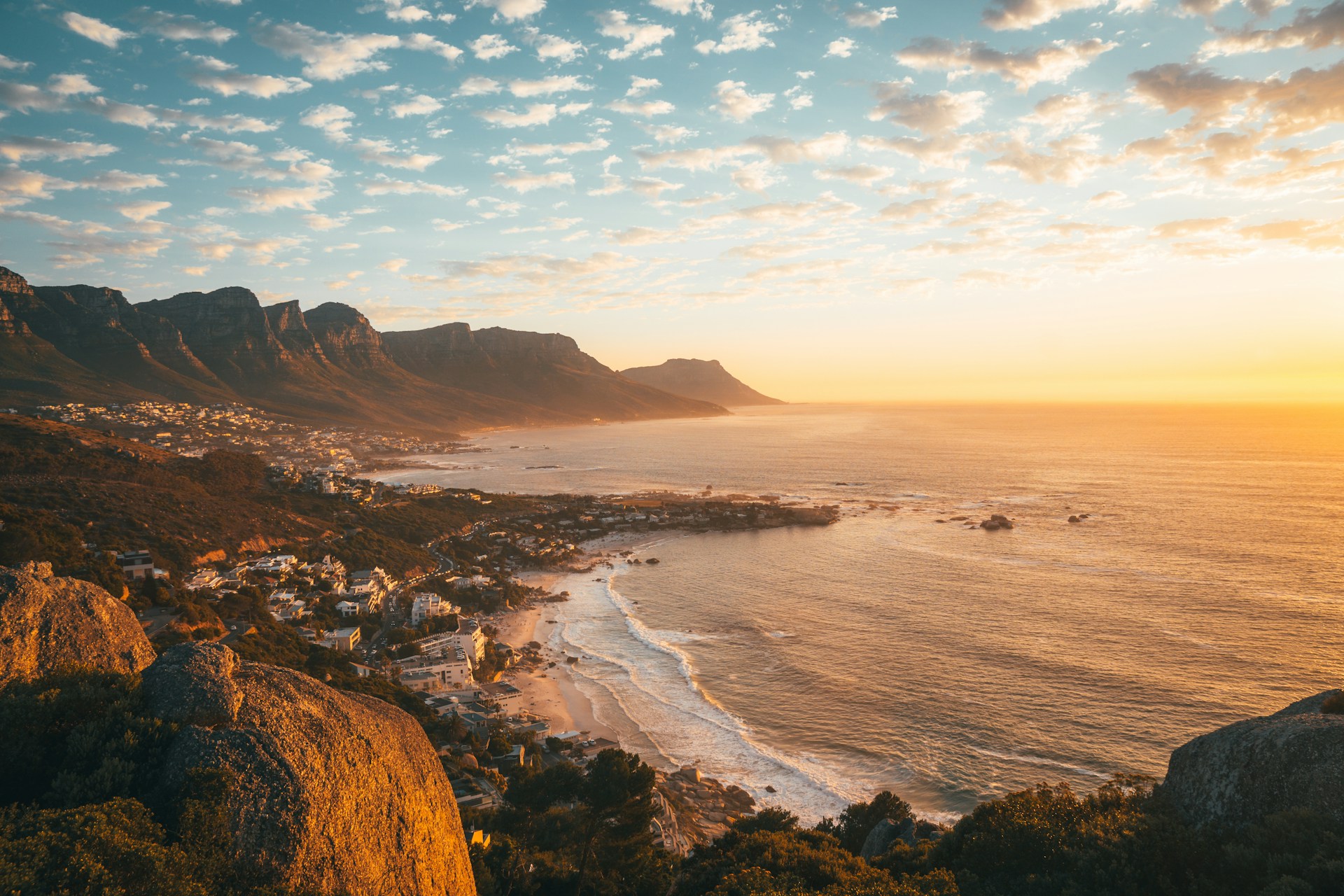 Cape Town South Africa shoreline with mountains