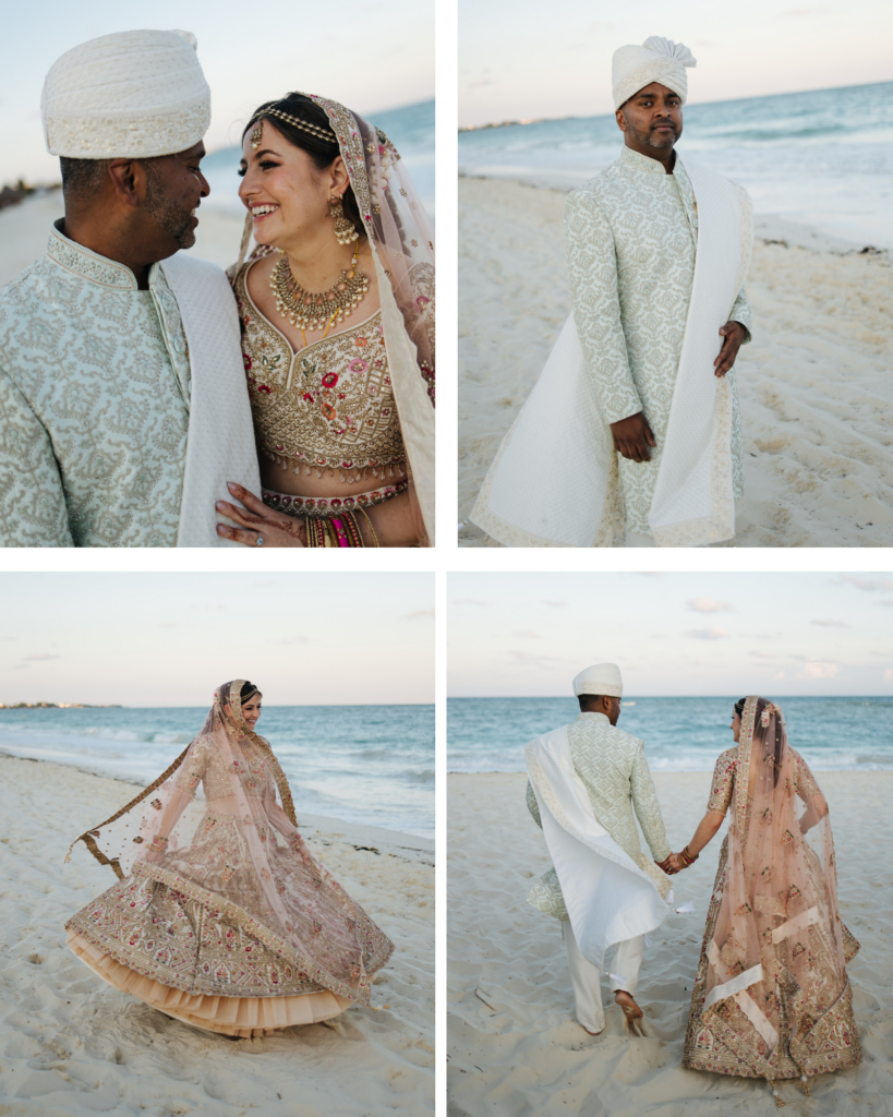 Secrets Playa Blanca South asian wedding couple walking beach