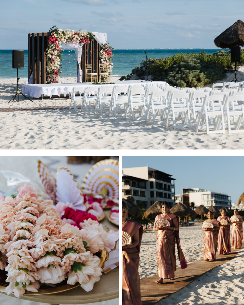 Secrets Playa Blanca south asian wedding ceremony on beach