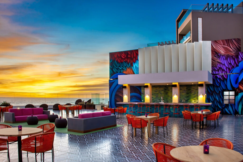 Reception set up at Los Gallos Terrasce at Hard Rock Los Cabos.